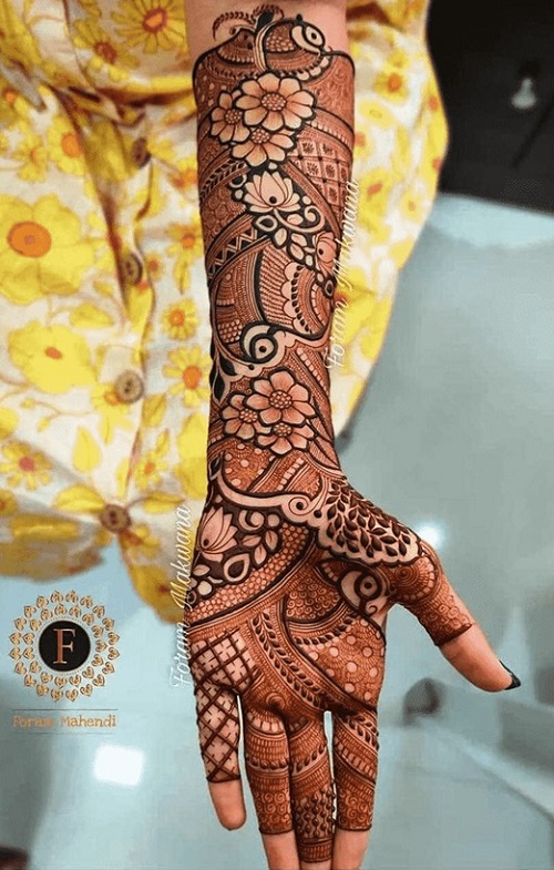 Flowers & Peacock Floral Mehndi